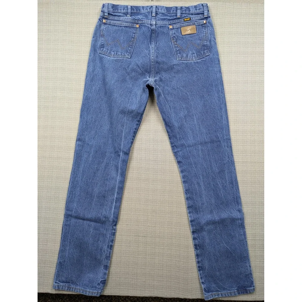 Wrangler 13MWZ Jeans Mens 38x36 (36x35) Blue Denim Cowboy Western Straight Leg